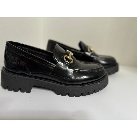 Steve Madden Women’s Black Lando Platform Loafers Size 8.5 Chunky Lug Preppy - Picture 3 of 16